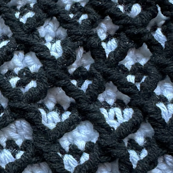 Beanie hat Handmade Black and white crochet acrylic main image 5